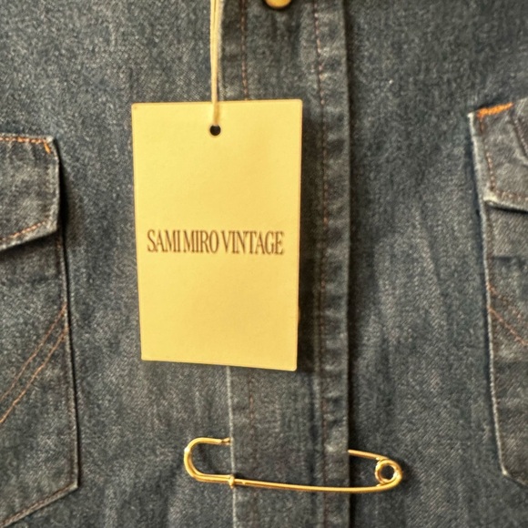 Sami Miro V cut Safety Pin Blouse in Vintage Denim size XL - Picture 7 of 11